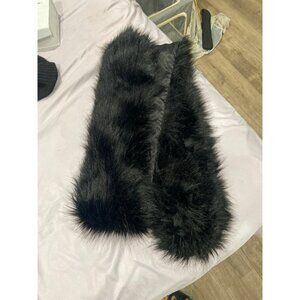 Vintage Black Fur Silk Scarf